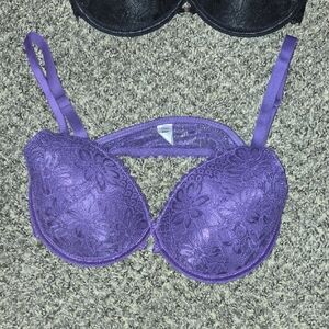 THREE BRAND NEW PURPLE BLACK AND RED LASE BRAS